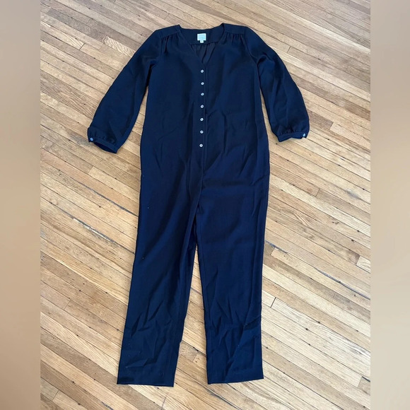 Hatch x J.Crew Black V-Neck Long Sleeve Maternity Romper | size XS/S/0 - Picture 2 of 4